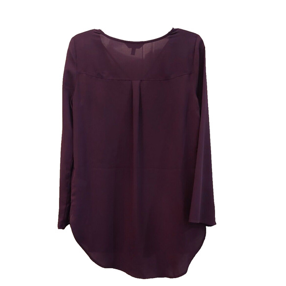 Express Womens Tunic Top Sz M Plum Crisscross Front Longsleeve Blouse‎ - Picture 2 of 8